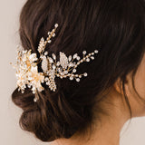 Ilyssa crystal floral sprigs hair comb (gold) - Liberty in Love