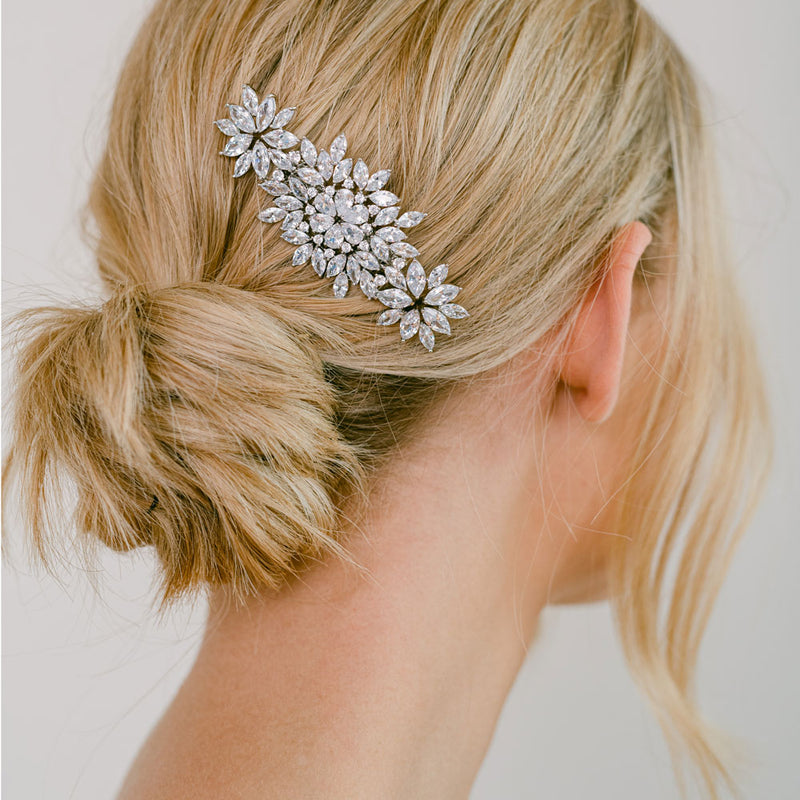 Imani clustered crystals blossoms hair comb - Liberty in Love