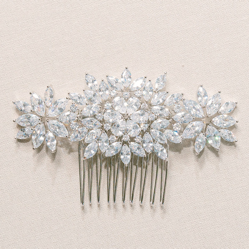 Imani clustered crystals blossoms hair comb - Liberty in Love