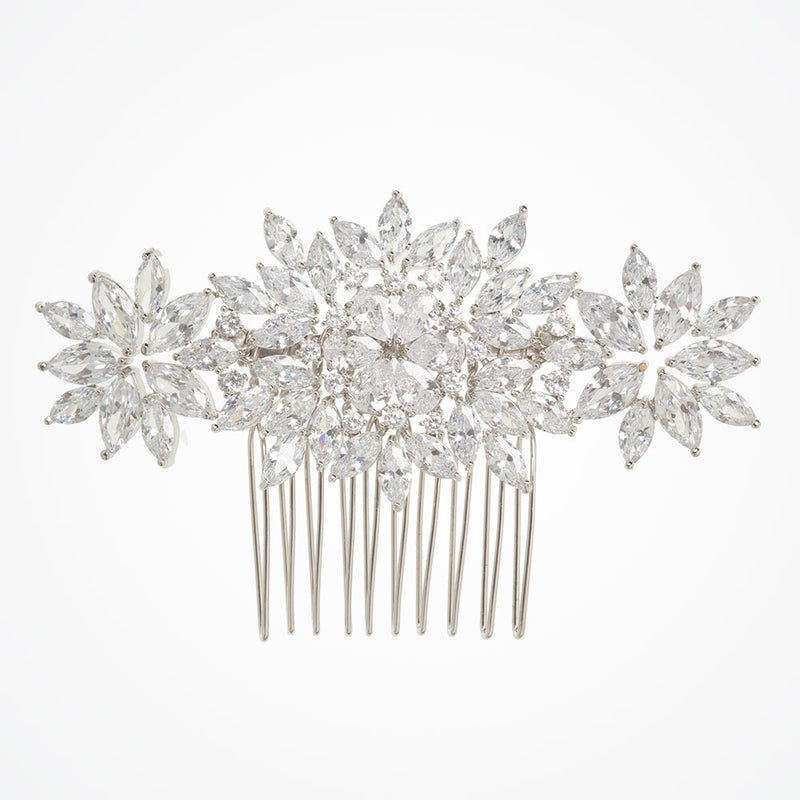 Imani clustered crystals blossoms hair comb - Liberty in Love