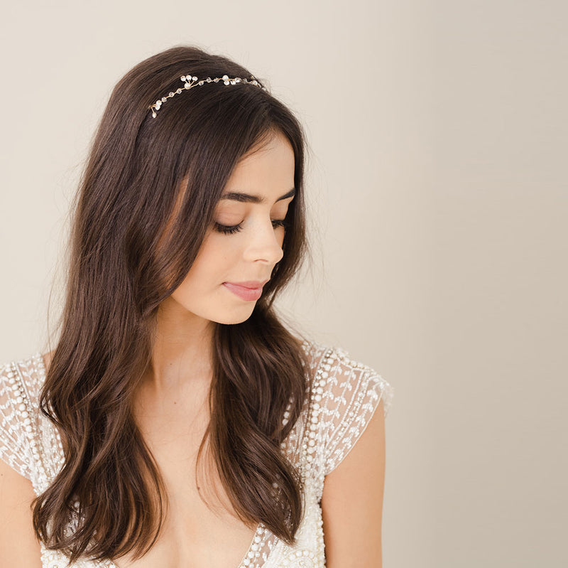 Imbue clustered trios of crystal hair vine (gold) - Liberty in Love