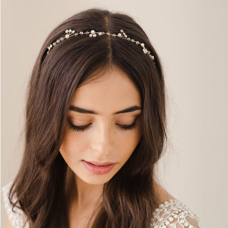 Imbue clustered trios of crystal hair vine (gold) - Liberty in Love