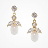 Ines pearl and CZ drop earrings (gold) - Liberty in Love