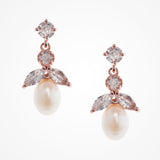 Ines pearl and CZ drop earrings (rose gold) - Liberty in Love