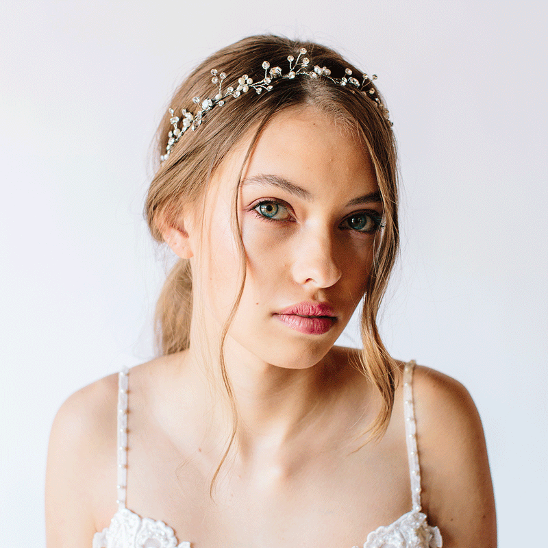 Inyo crystal and pearl hair vine - Liberty in Love