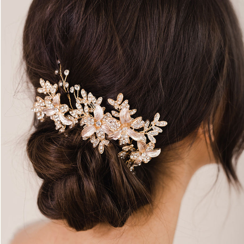 Iona crystal embellished floral gold headpiece - Liberty in Love