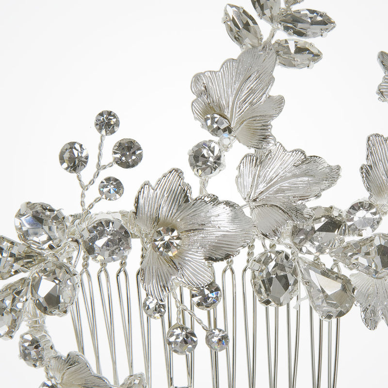 Iridessa enamelled silvered blossom comb - Liberty in Love