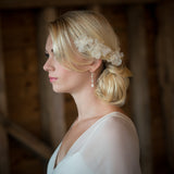 Iris trio of ivory organza flowers hair pins - Liberty in Love