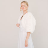 Ivory faux fur bridal jacket - Liberty in Love