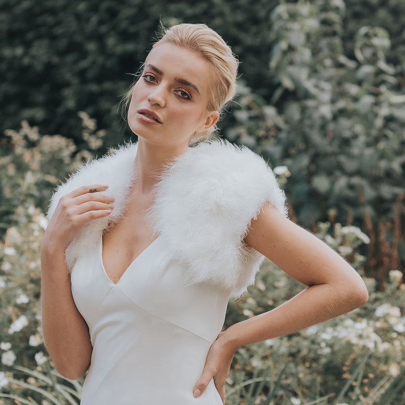 Ivory feather bridal bolero plus size 16 24 Ivory marabou shrug