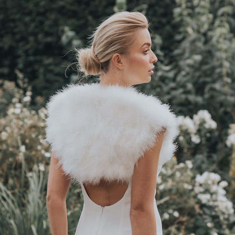 Ivory feather bridal bolero plus size 16-24 Ivory marabou shrug