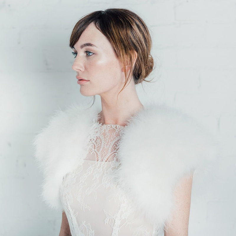 Ivory feather bridal bolero - Liberty in Love