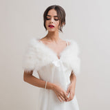 Ivory feather ribbon tie bridal stole - Liberty in Love