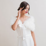 Ivory feather ribbon tie bridal stole - Liberty in Love