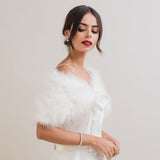 Ivory feather ribbon tie bridal stole - Liberty in Love