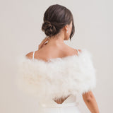 Ivory feather ribbon tie bridal stole - Liberty in Love