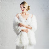 Ivory long feather bridal wrap (wide) - Liberty in Love