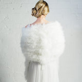 Ivory long feather bridal wrap (wide) - Liberty in Love
