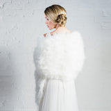 Ivory long feather bridal wrap (wide) - Liberty in Love