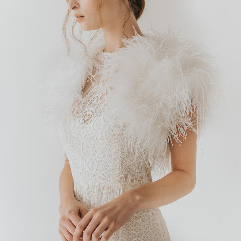 Ivory ostrich feather bridal bolero Liberty in Love