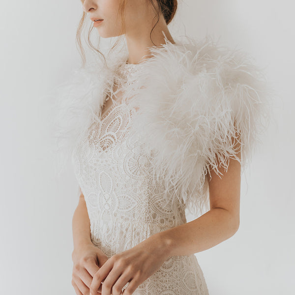 Ivory ostrich feather bridal bolero Liberty in Love