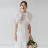 Ivory ostrich feather bridal bolero - Liberty in Love