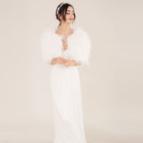 Ivory ostrich feather bridal cape - Liberty in Love