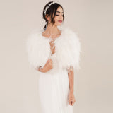 Ivory ostrich feather bridal cape - Liberty in Love
