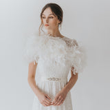 Ivory ostrich feather bridal stole plus (size 16-18) - Liberty in Love