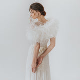 Ivory ostrich feather bridal stole plus (size 16-18) - Liberty in Love