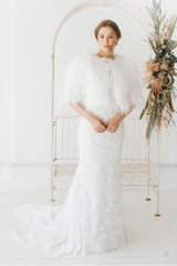 Ivory ostrich feather bridal jacket - Liberty in Love