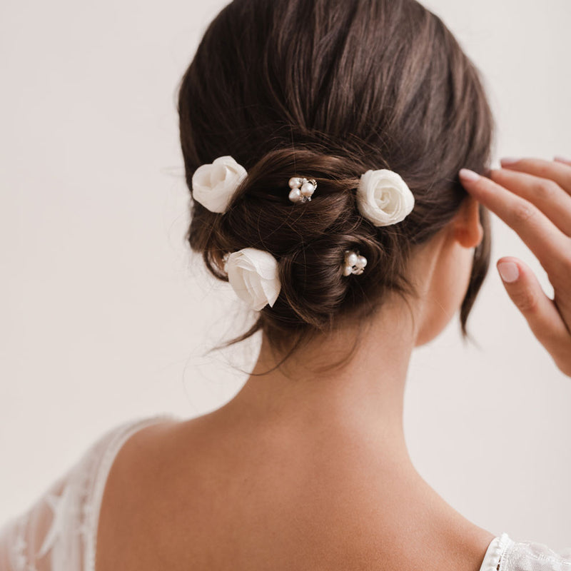 Ivory rose bud hair pins - Liberty in Love