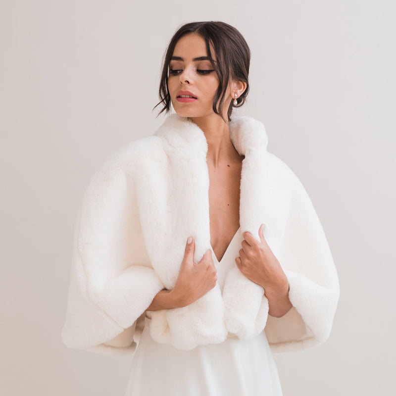 Ivory faux discount fur bolero