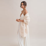 Ivory textured faux fur long stole - Liberty in Love