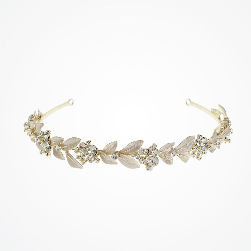 Jacinta golden vine of leaves and clustered crystals headband - Liberty in Love