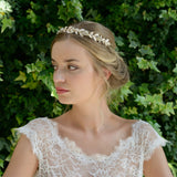 Jacinta golden vine of leaves and clustered crystals headband - Liberty in Love