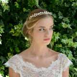 Jacinta golden vine of leaves and clustered crystals headband - Liberty in Love