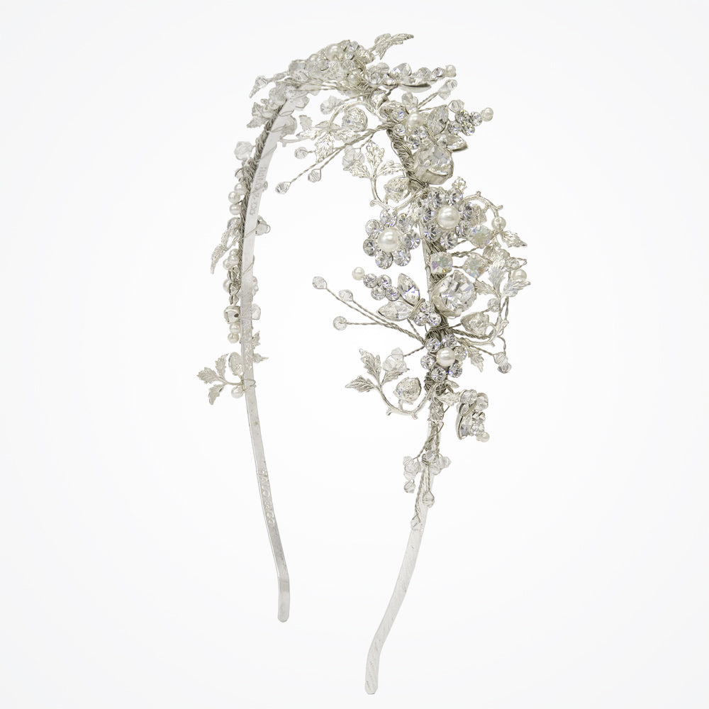 Jasmine crystal embellished flowers leaves bridal headband