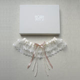 Je t'aime embroidered tulle garter with pearl trim - Liberty in Love