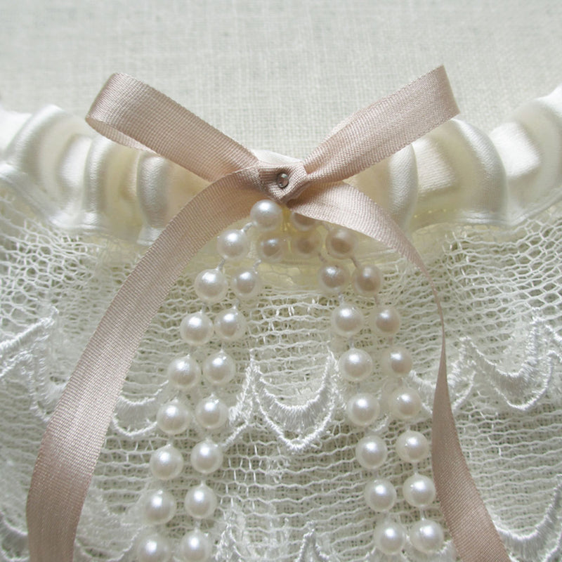 Je t'aime embroidered tulle garter with pearl trim - Liberty in Love