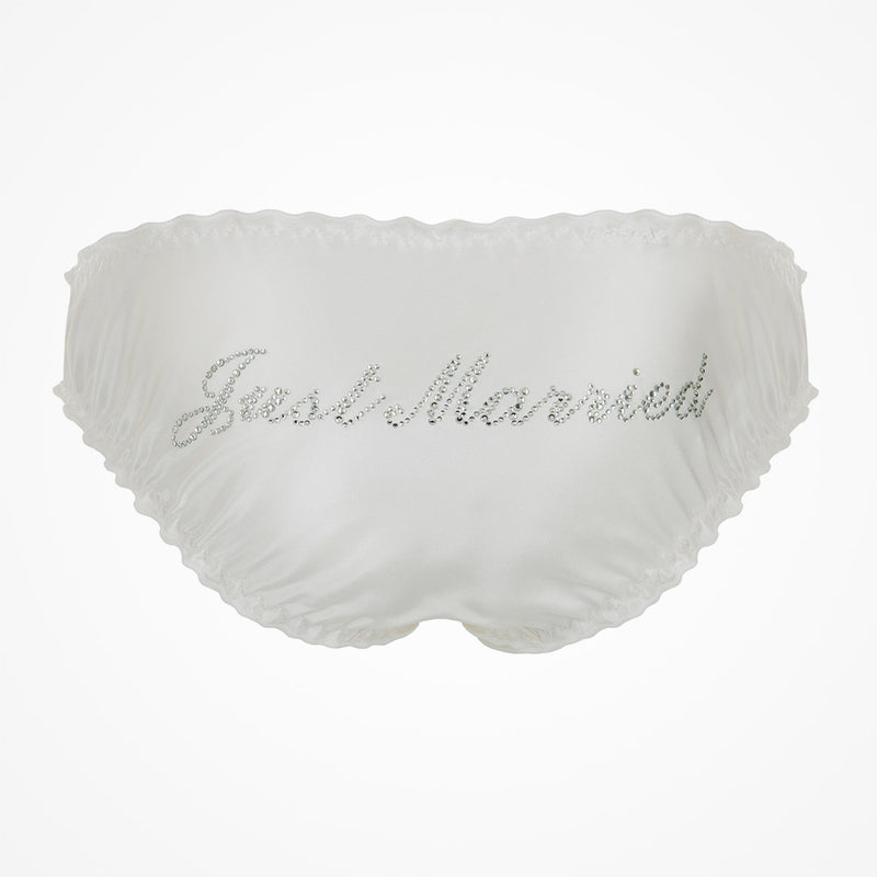 'Just Married' bridal knickers (pale ivory silk) - Liberty in Love