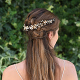 Kallea bronze floral opaline crystal hair vine - Liberty in Love