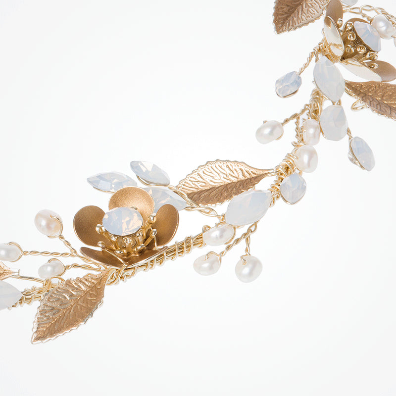 Kallea bronze floral opaline crystal hair vine - Liberty in Love
