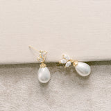 Kapika CZ and teardrop pearl earrings (gold) - Liberty in Love