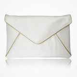 Katerina ivory satin clutch with gold piping - Liberty in Love