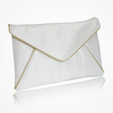 Katerina ivory satin clutch with gold piping - Liberty in Love
