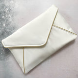 Katerina ivory satin clutch with gold piping - Liberty in Love