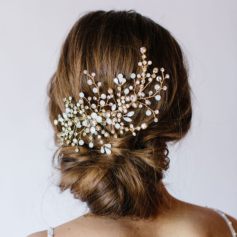 Kendall opal and crystal gold hair comb - Liberty in Love