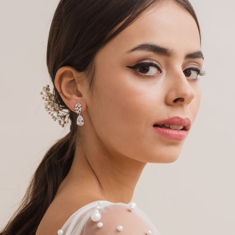 Lara crystal floral drop earrings - Liberty in Love