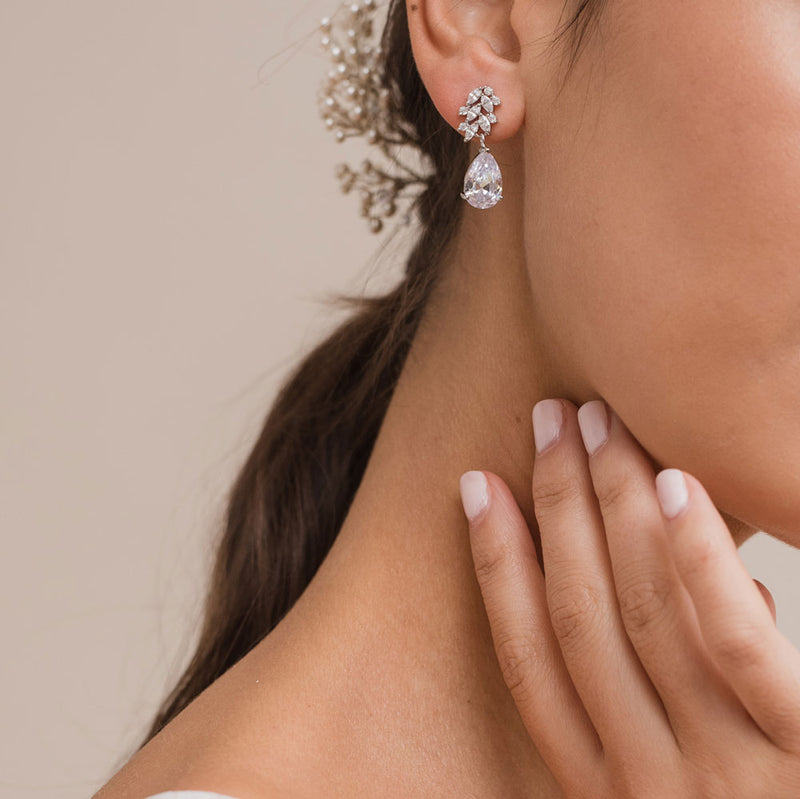 Lara crystal floral drop earrings - Liberty in Love